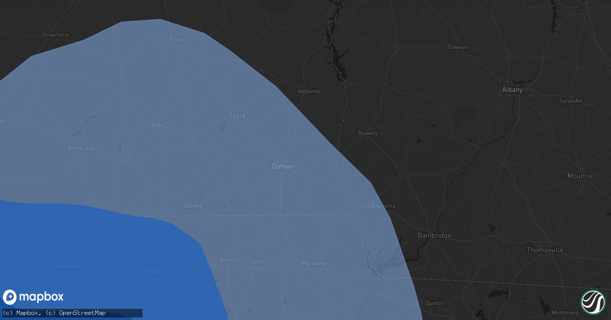 Hail map in Webb, AL on October 9, 2026