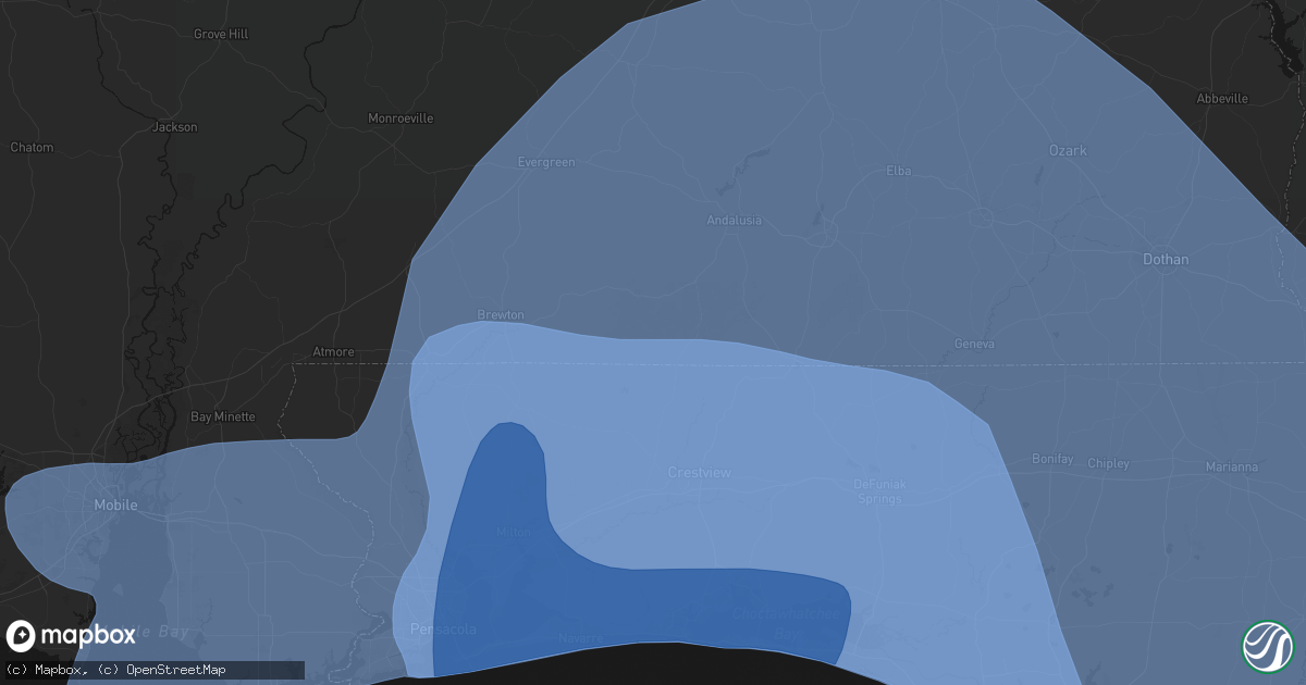 Hail map in Wing, AL on October 9, 2026