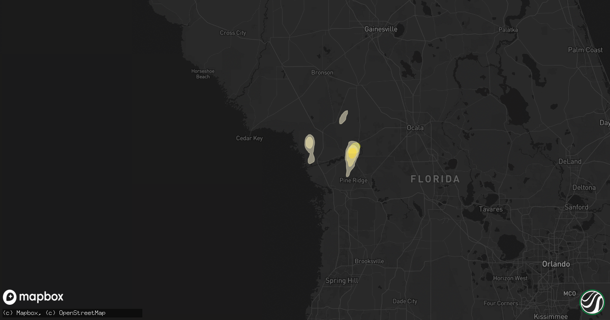 Hail map in Yankeetown, FL on October 9, 2026
