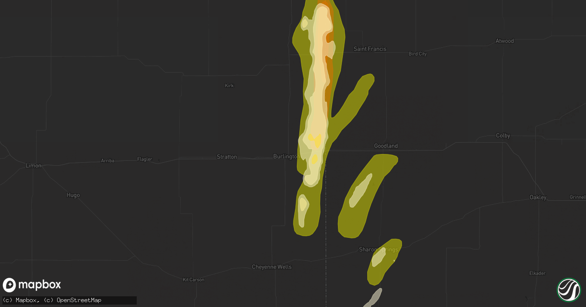 Hail map in Burlington, CO on October 10, 2013