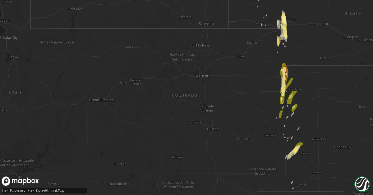Hail map in Colorado on October 10, 2013
