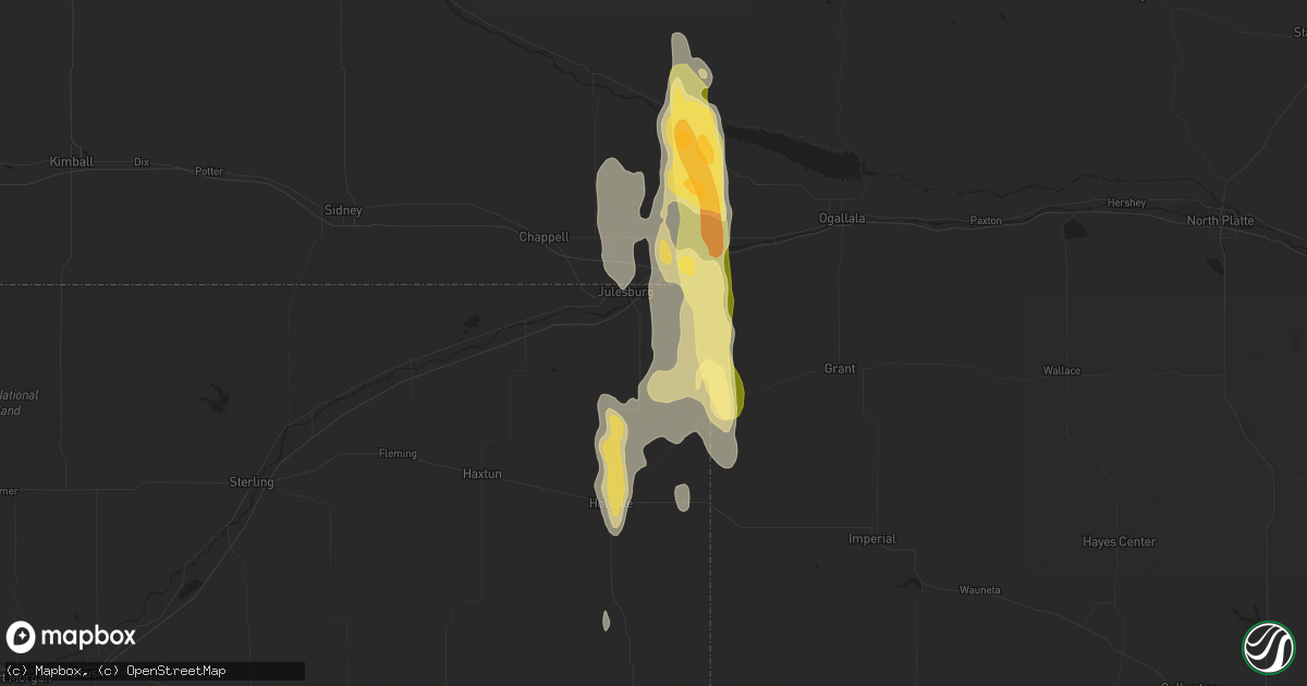 Hail map in Julesburg, CO on October 10, 2013