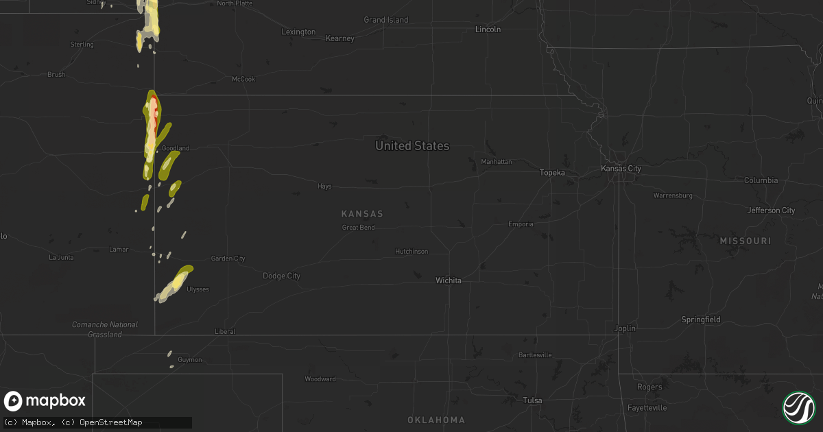 Hail map in Kansas on October 10, 2013