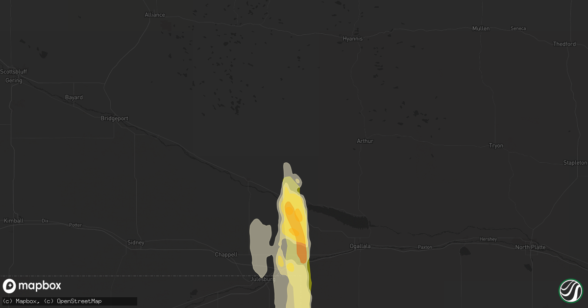 Hail map in Lewellen, NE on October 10, 2013