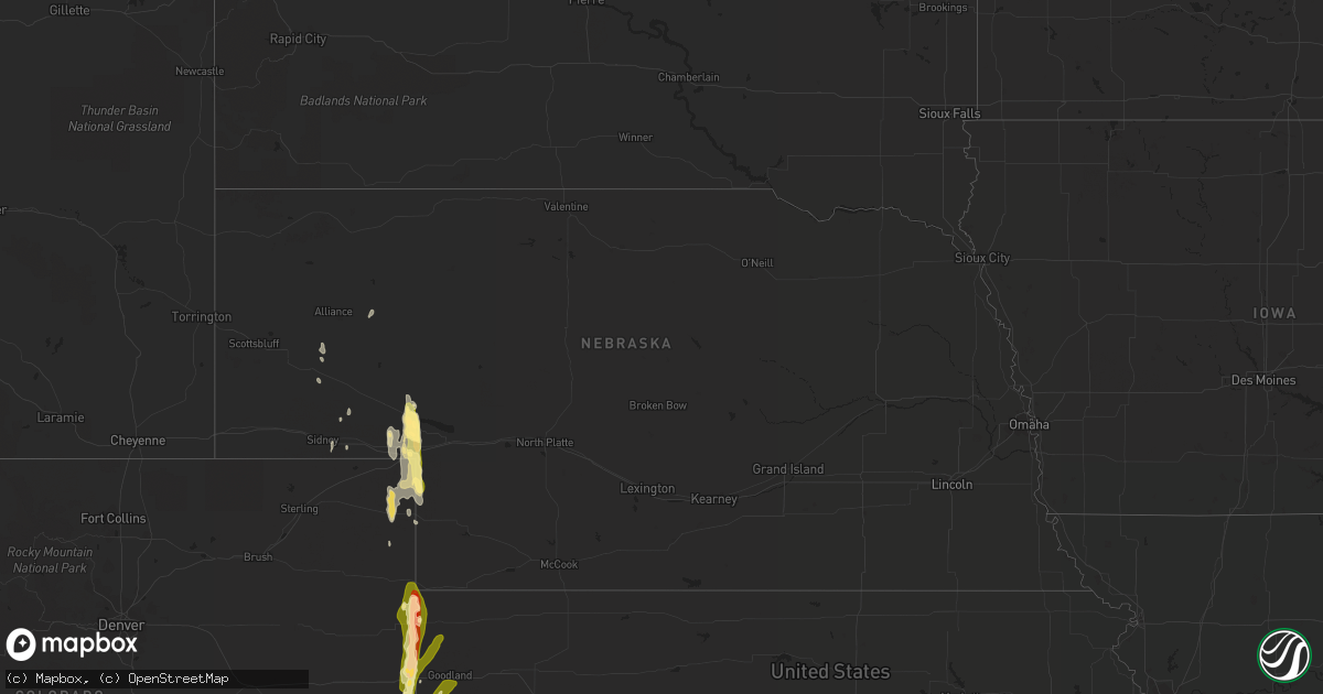 Hail map in Nebraska on October 10, 2013