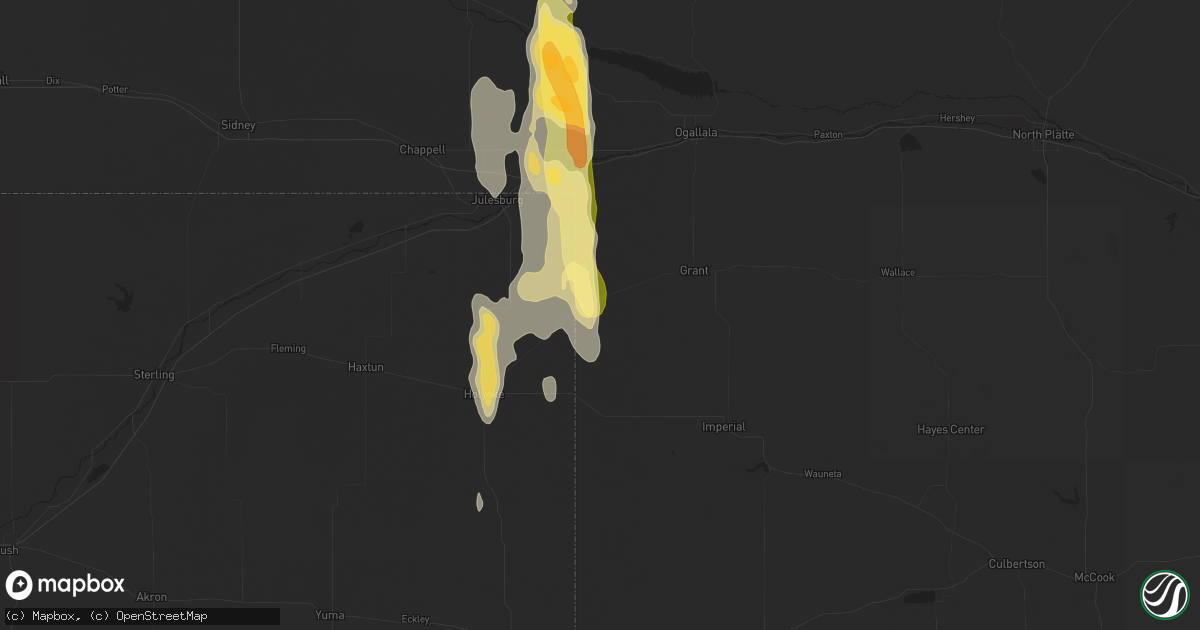 Hail map in Venango, NE on October 10, 2013