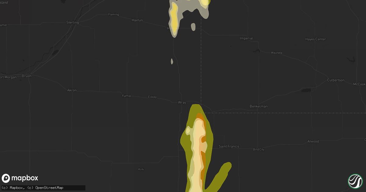 Hail map in Wray, CO on October 10, 2013