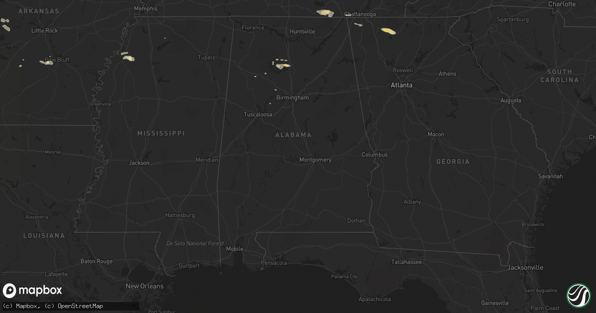 Hail map in Alabama on October 10, 2014