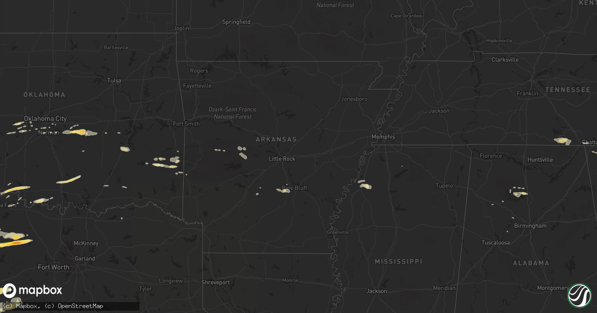 Hail map in Arkansas on October 10, 2014