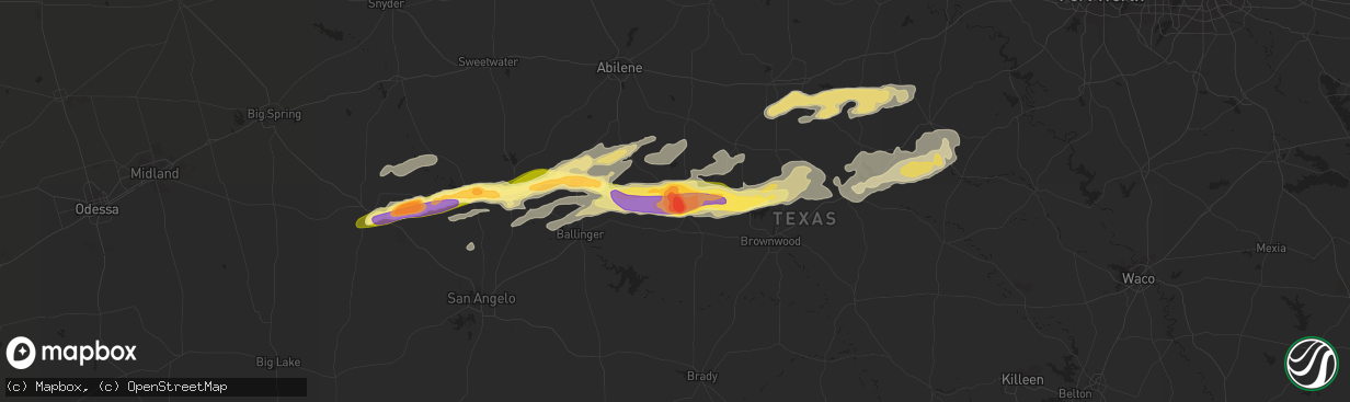 Hail map in Coleman, TX on October 10, 2014