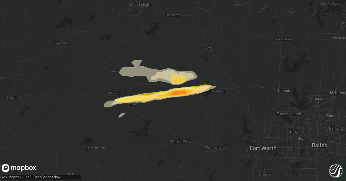 Hail map in Jacksboro, TX on October 10, 2014
