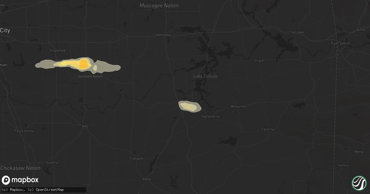 Hail map in Mcalester, OK on October 10, 2014