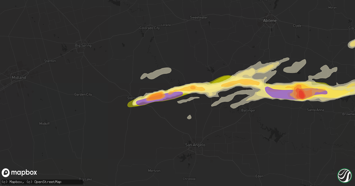 Hail map in Robert Lee, TX on October 10, 2014