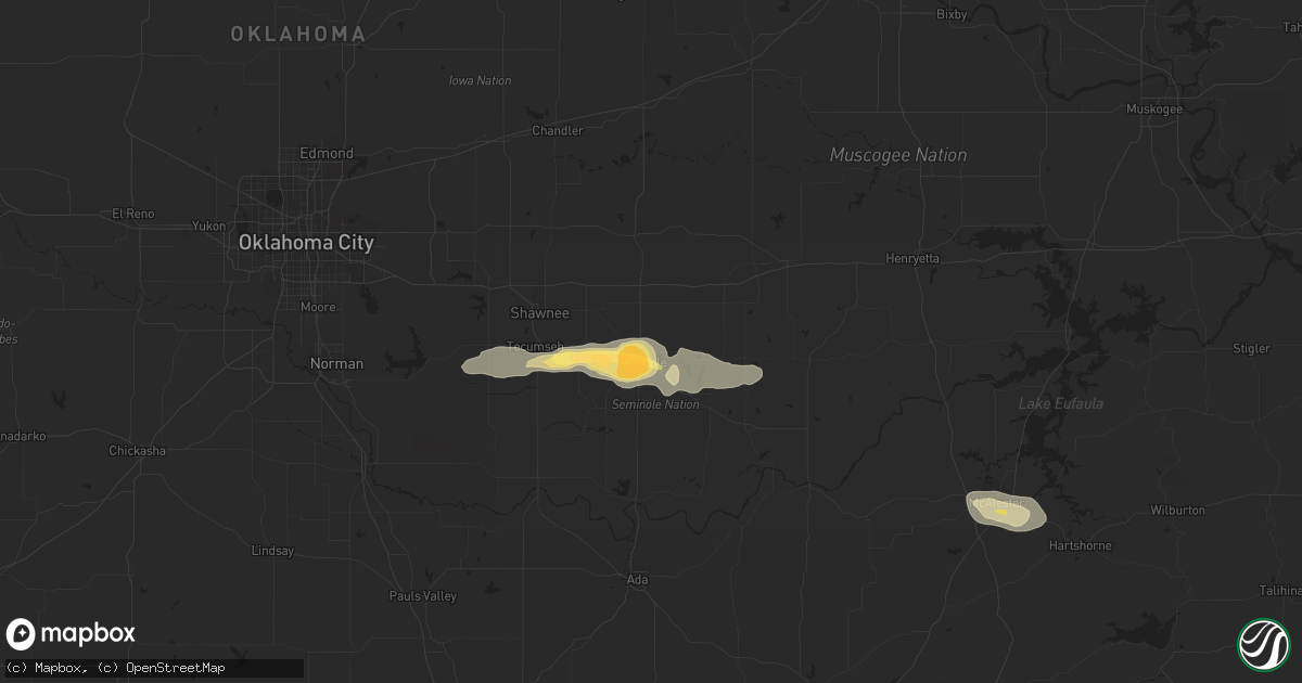 Hail map in Seminole, OK on October 10, 2014
