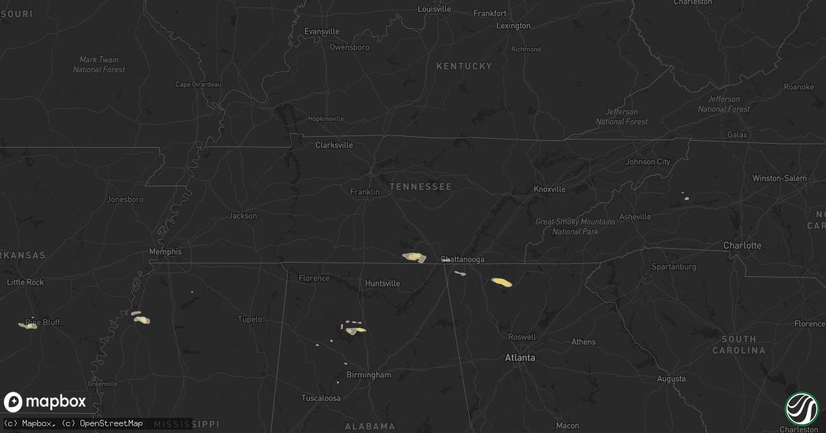 Hail map in Tennessee on October 10, 2014