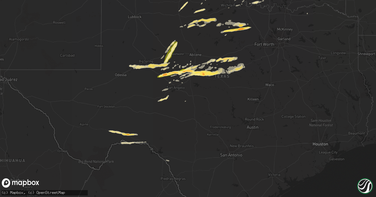 Hail map in Texas on October 10, 2014