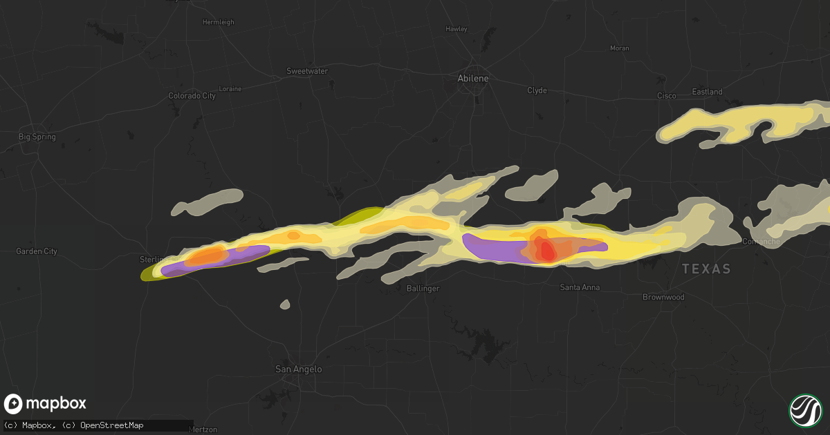 Hail map in Winters, TX on October 10, 2014