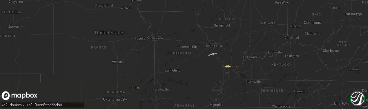 Hail map in Missouri on October 10, 2017