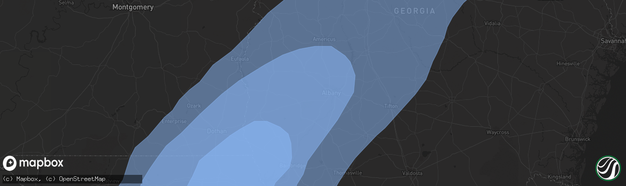 Hail map in Warner Robins, GA on October 10, 2018