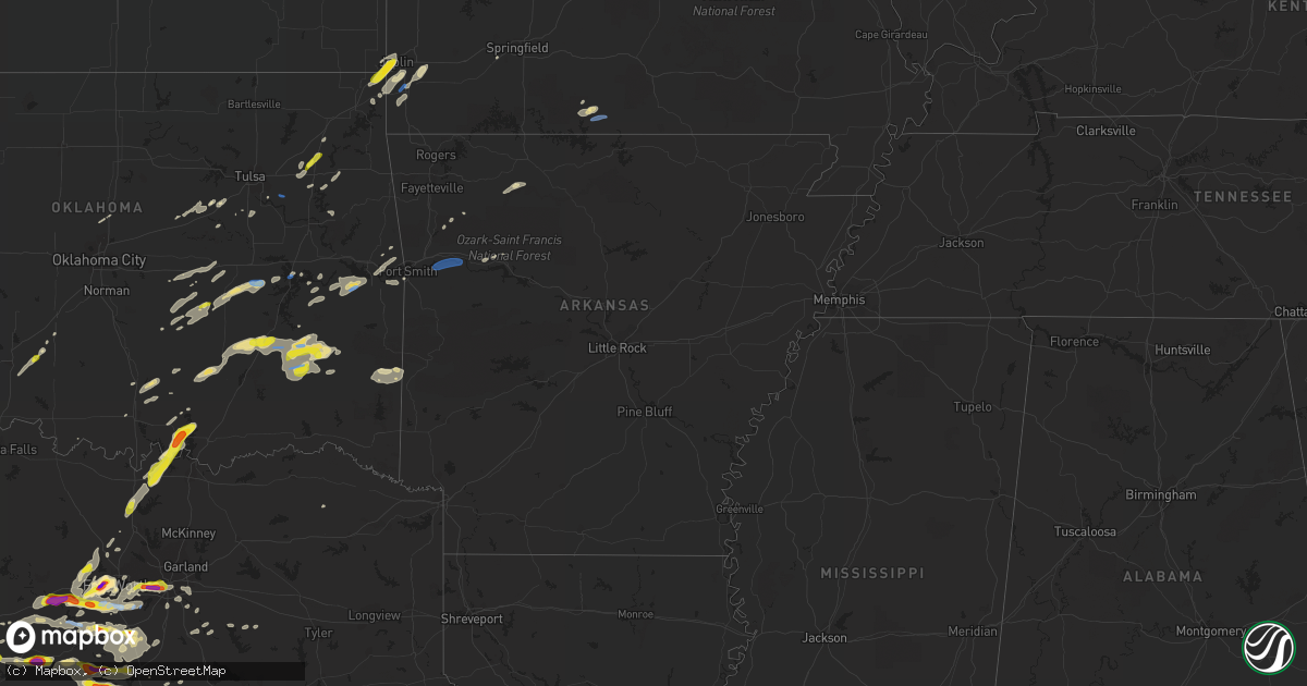 Hail map in Arkansas on October 10, 2019