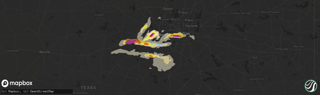 Hail map in Burleson, TX on October 10, 2019