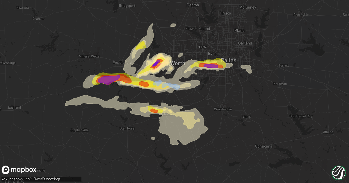Hail map in Burleson, TX on October 10, 2019