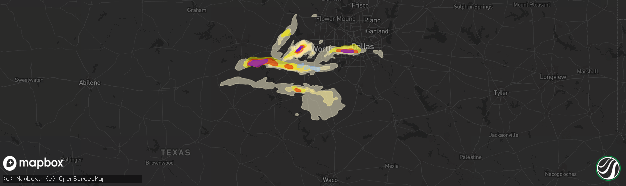 Hail map in Cleburne, TX on October 10, 2019