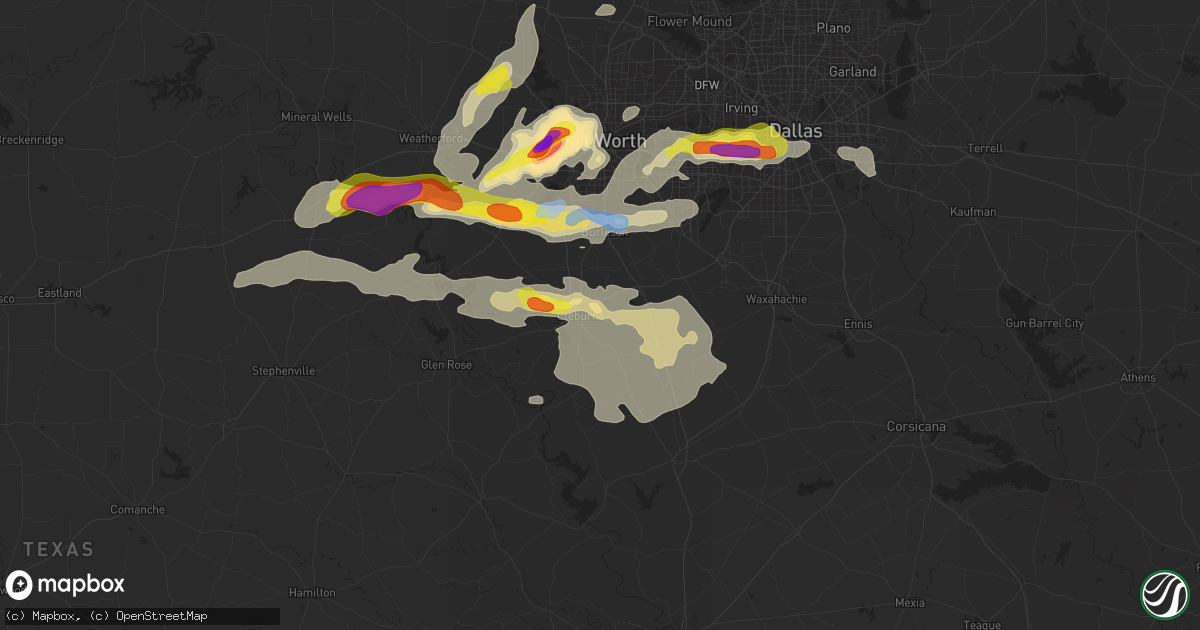 Hail map in Cleburne, TX on October 10, 2019