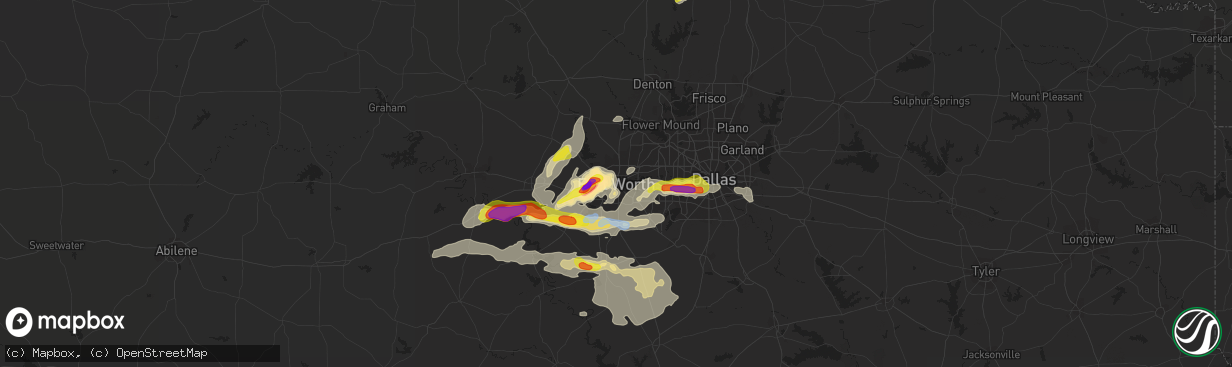 Hail map in Fort Worth, TX on October 10, 2019