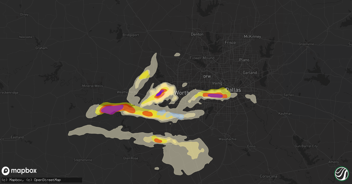 Hail map in Fort Worth, TX on October 10, 2019