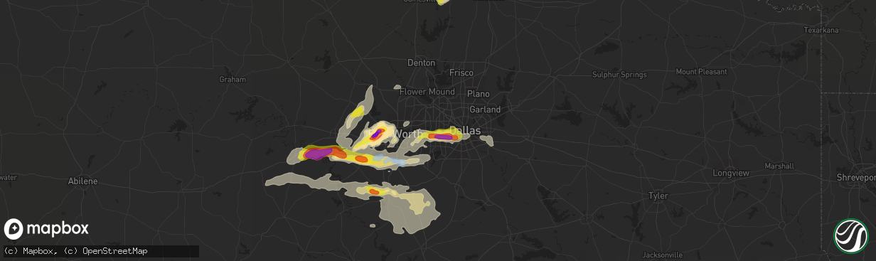 Hail map in Grand Prairie, TX on October 10, 2019