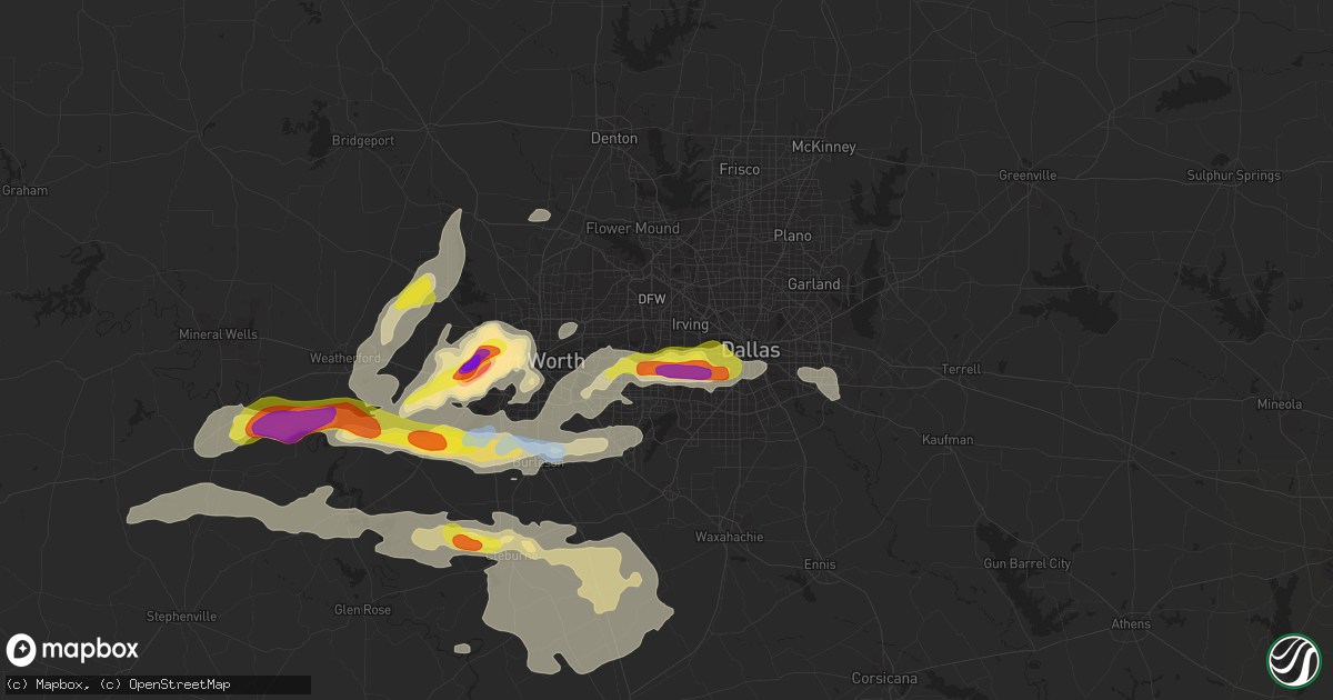 Hail map in Grand Prairie, TX on October 10, 2019