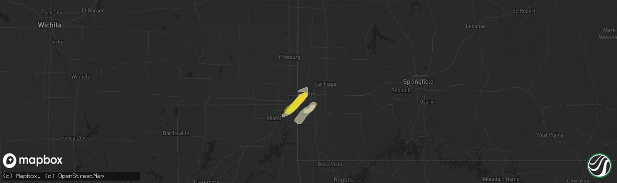 Hail map in Joplin, MO on October 10, 2019