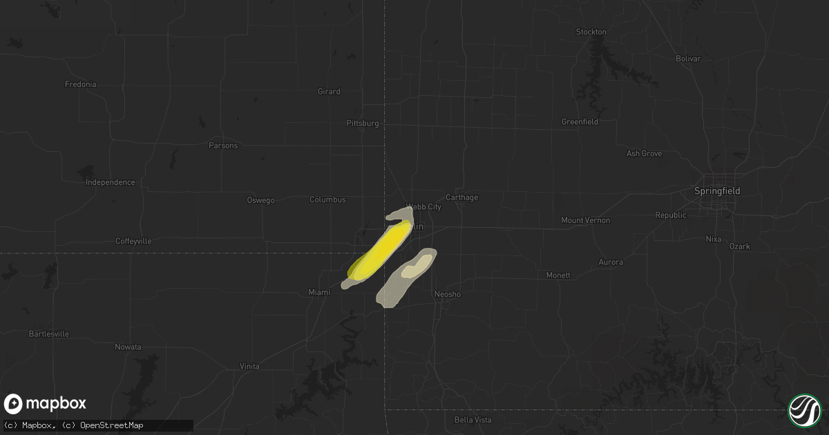 Hail map in Joplin, MO on October 10, 2019