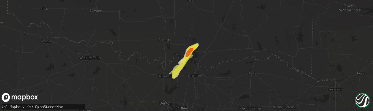 Hail map in Kingston, OK on October 10, 2019