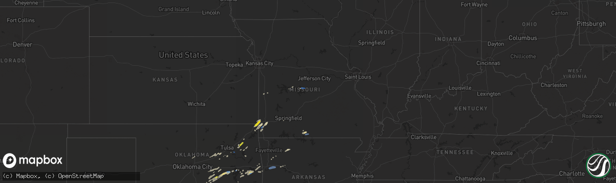 Hail map in Missouri on October 10, 2019