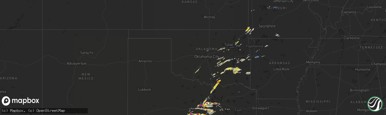 Hail map in Oklahoma on October 10, 2019