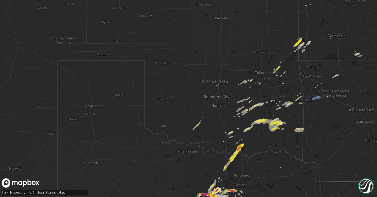 Hail map in Oklahoma on October 10, 2019