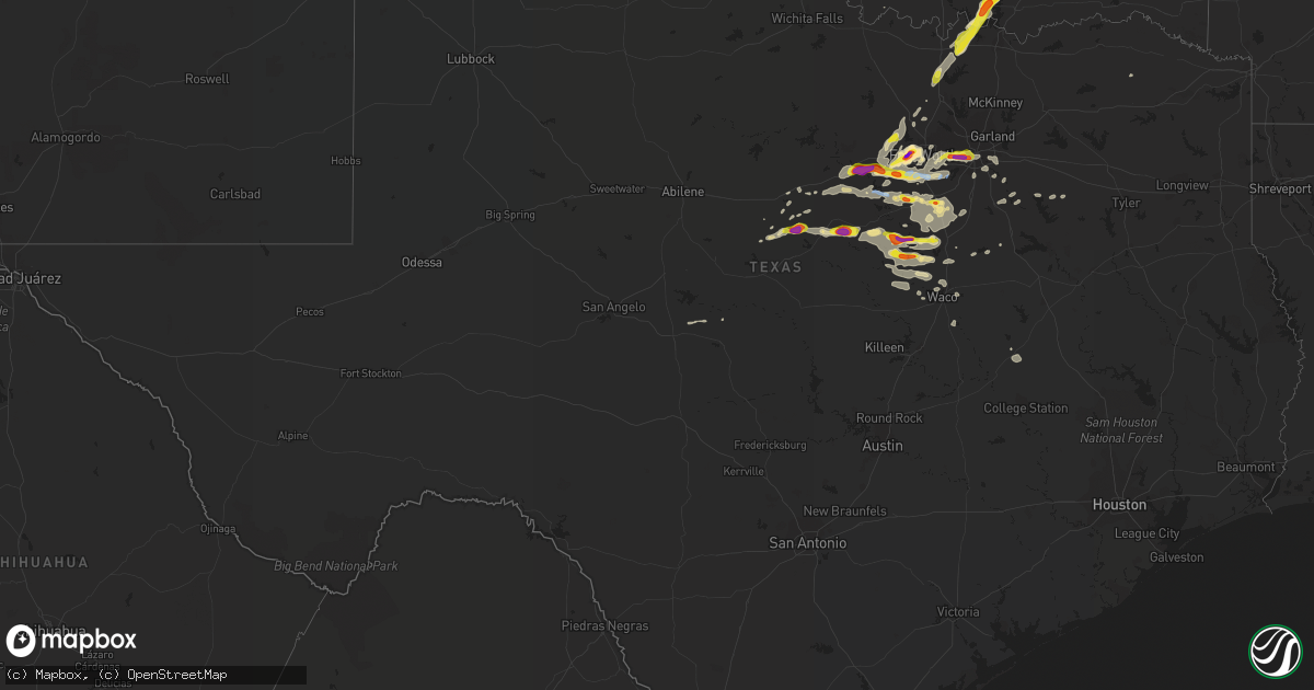 Hail map in Texas on October 10, 2019