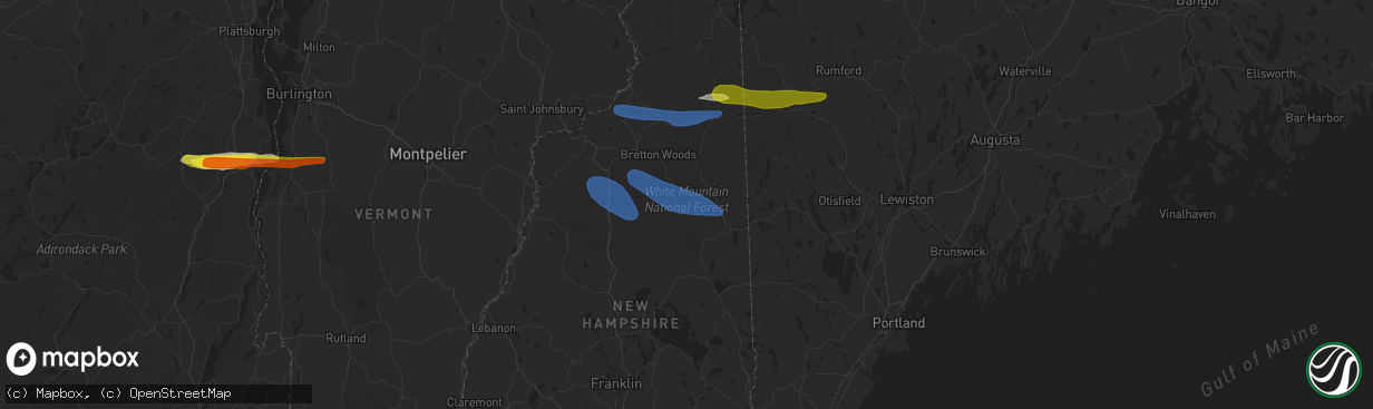 Hail map in Bartlett, NH on October 10, 2020