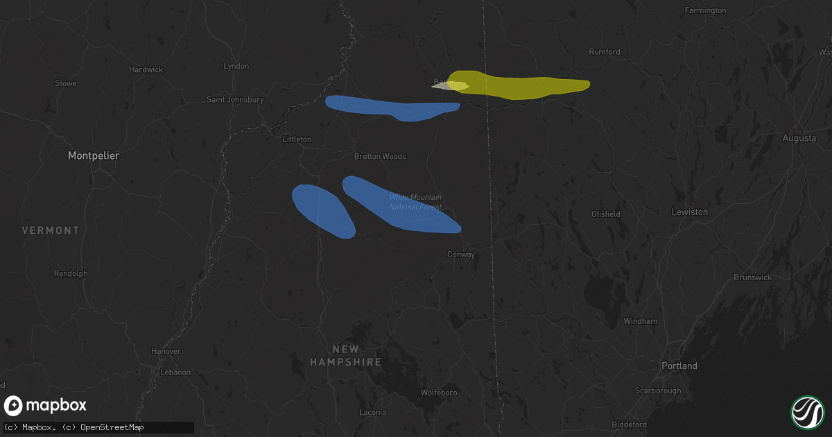 Hail map in Bartlett, NH on October 10, 2020