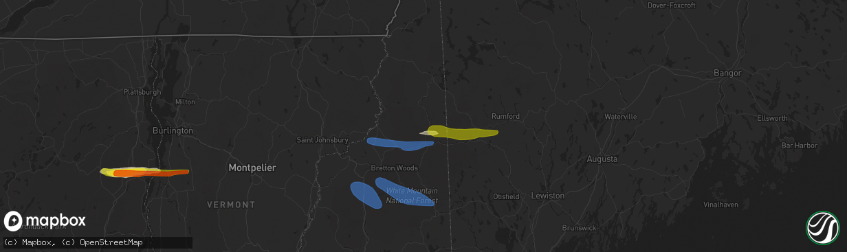 Hail map in Berlin, NH on October 10, 2020