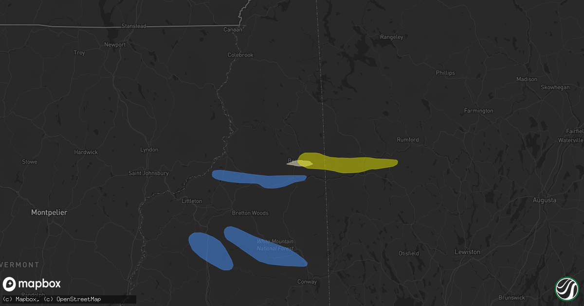 Hail map in Berlin, NH on October 10, 2020