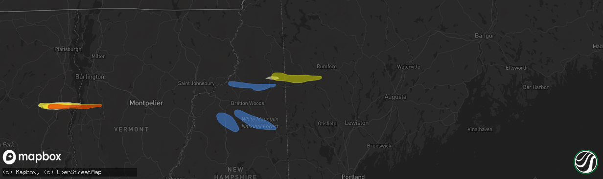 Hail map in Bethel, ME on October 10, 2020