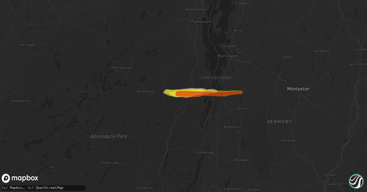 Hail map in Elizabethtown, NY on October 10, 2020