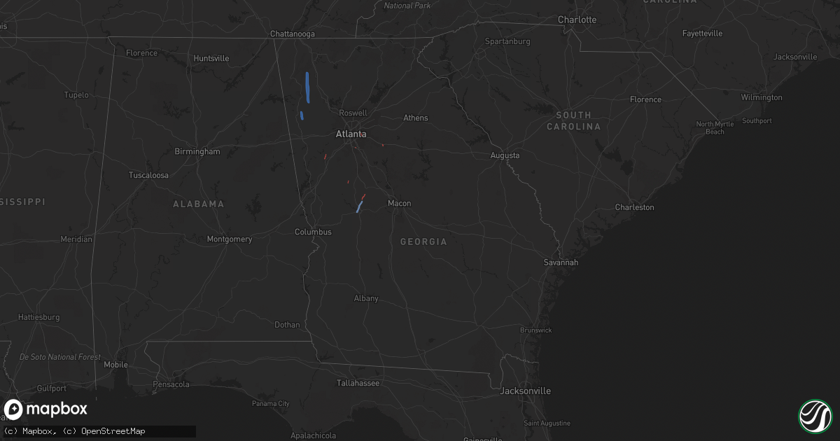 Hail map in Georgia on October 10, 2020
