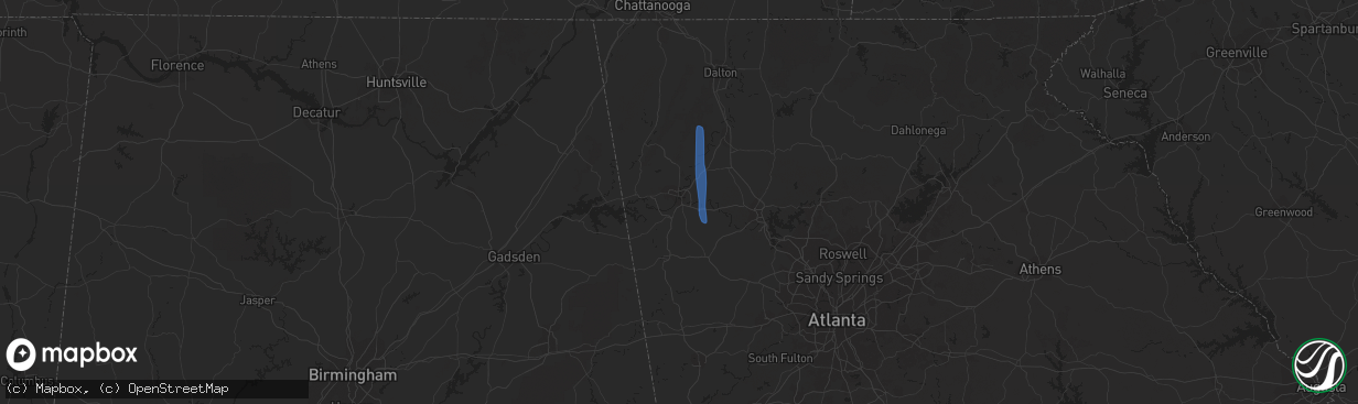 Hail map in Rome, GA on October 10, 2020