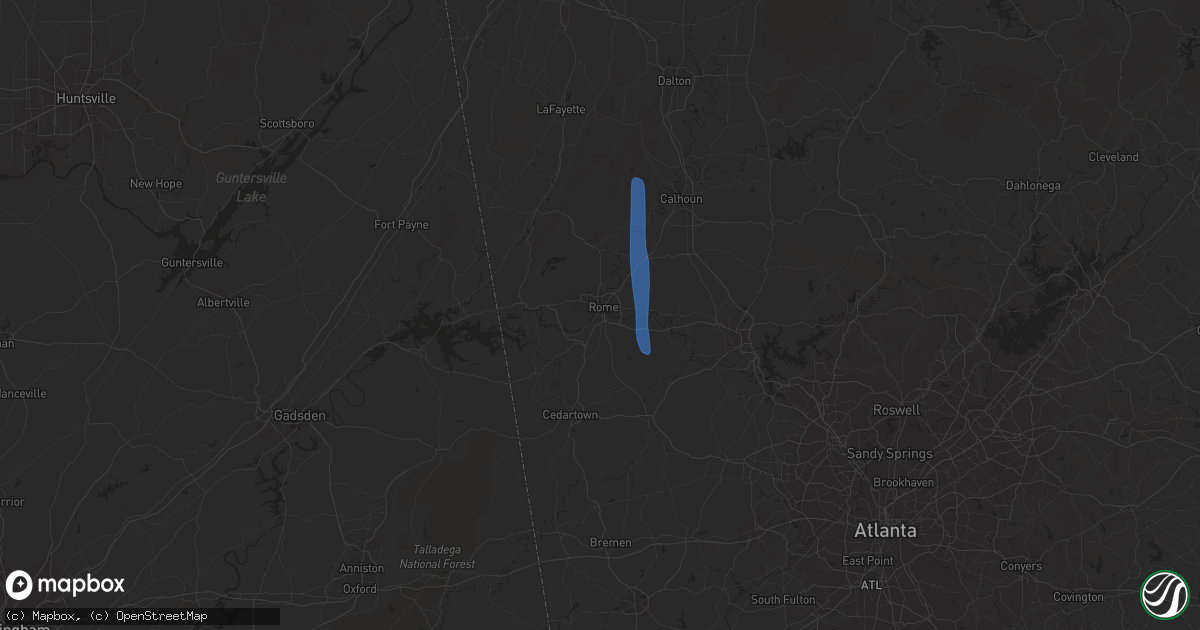 Hail map in Rome, GA on October 10, 2020