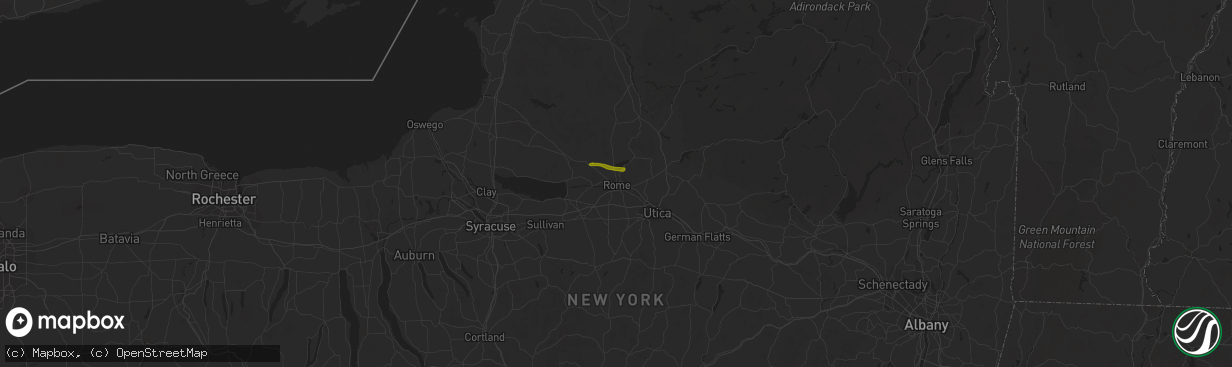 Hail map in Rome, NY on October 10, 2020