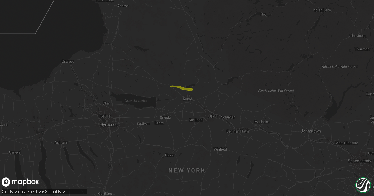 Hail map in Rome, NY on October 10, 2020